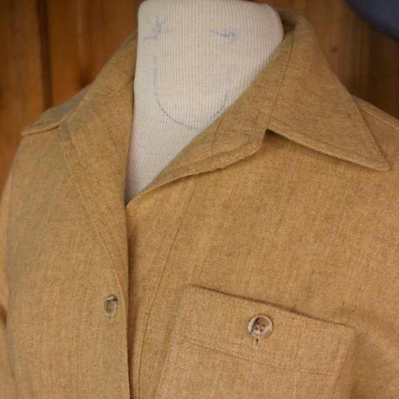 Vintage Handmade 100% Wool Button Down Oatmeal Belted Midi Shirt Dress Size S - Picture 3 of 16